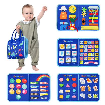 Montessori Toddler Busy Board Educational Activity for Basic Dress Motor Skills Baby Learning Toys for Travel